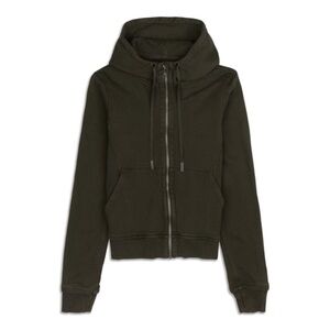 Lululemon Womens Size 4 dark Olive green Press Pause zip up Cotton Hoodie Jacket